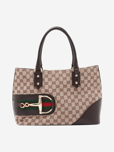Brown GG canvas and leather tote bag Tote Bags Gucci 