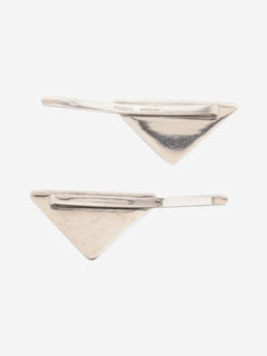 White metal logo hair clip Hair Clips Prada 