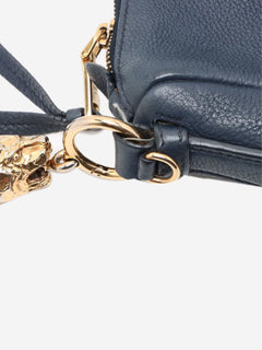 Dark blue Vitello Daino leather shoulder bag