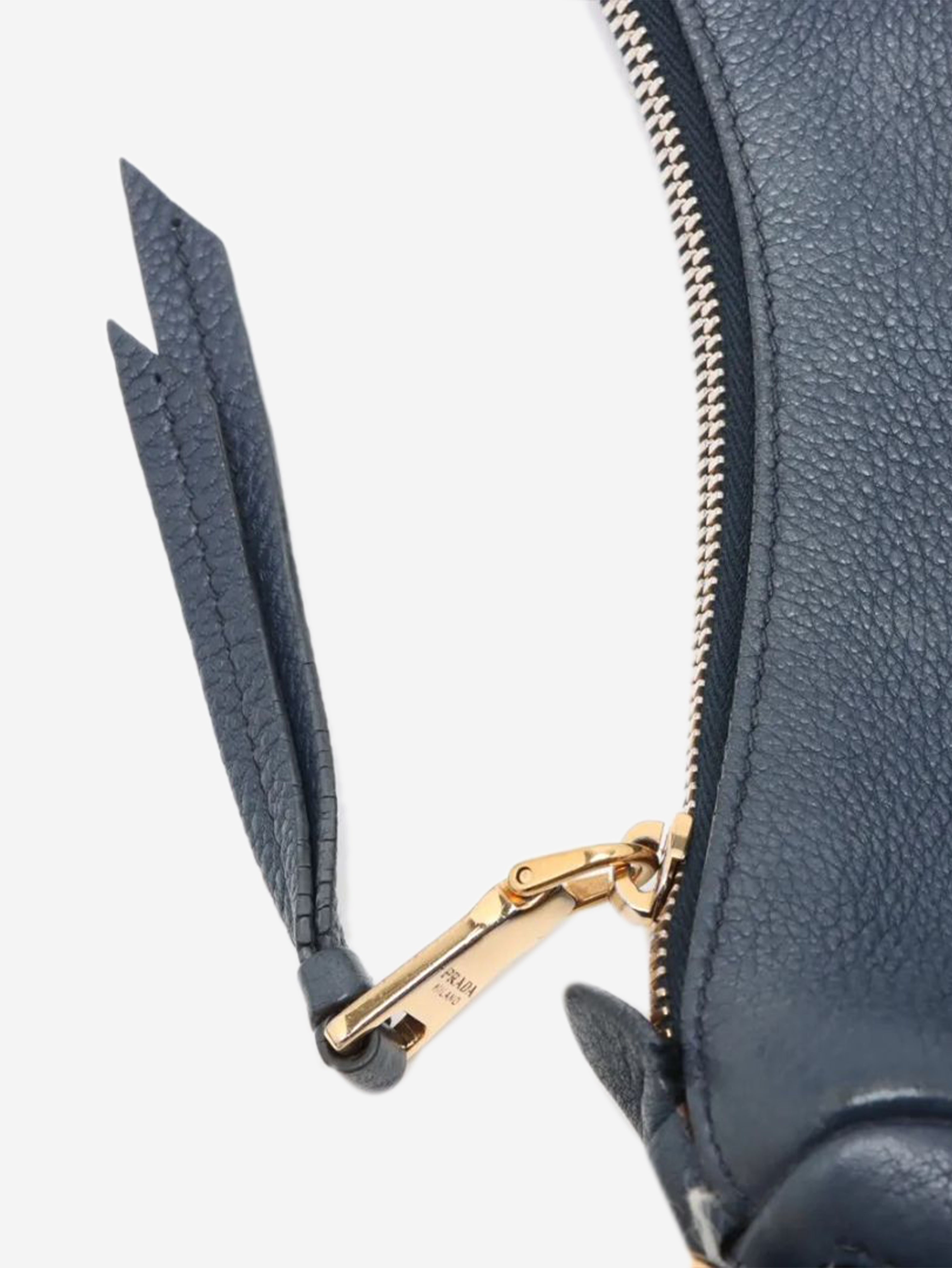 Dark blue Vitello Daino leather shoulder bag