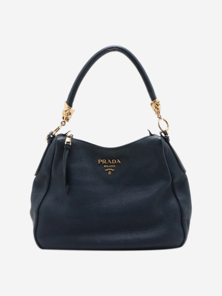 Dark blue Vitello Daino leather shoulder bag product image