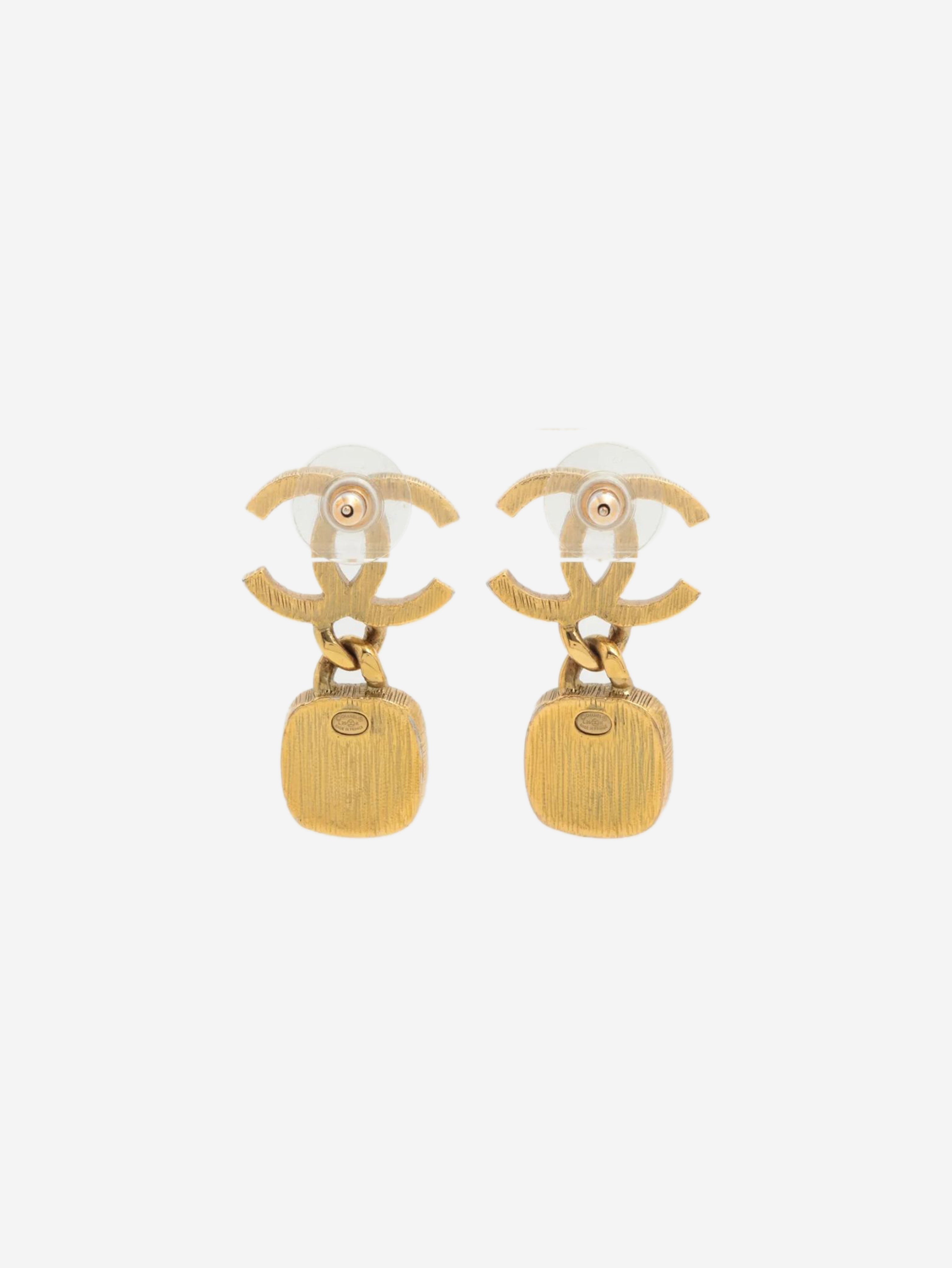 Gold faux pearl Coco earrings