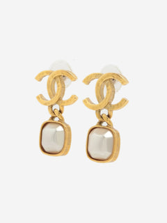 Gold faux pearl Coco earrings