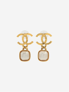 Gold faux pearl Coco earrings