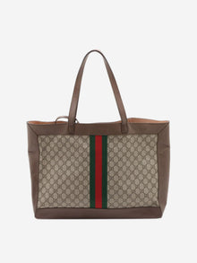 Brown GG Supreme Ophidia PVC & leather tote bag Tote Bags Gucci 