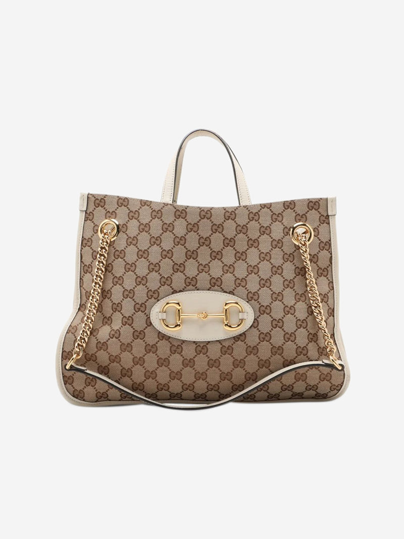 Brown GG canvas Horsebit 1955 2way bag