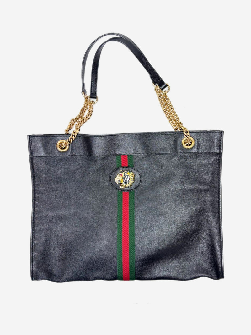 Black leather rajah tiger tote bag Tote Bags Gucci 