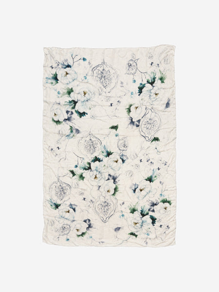 Blue sheer silk floral shawl product image