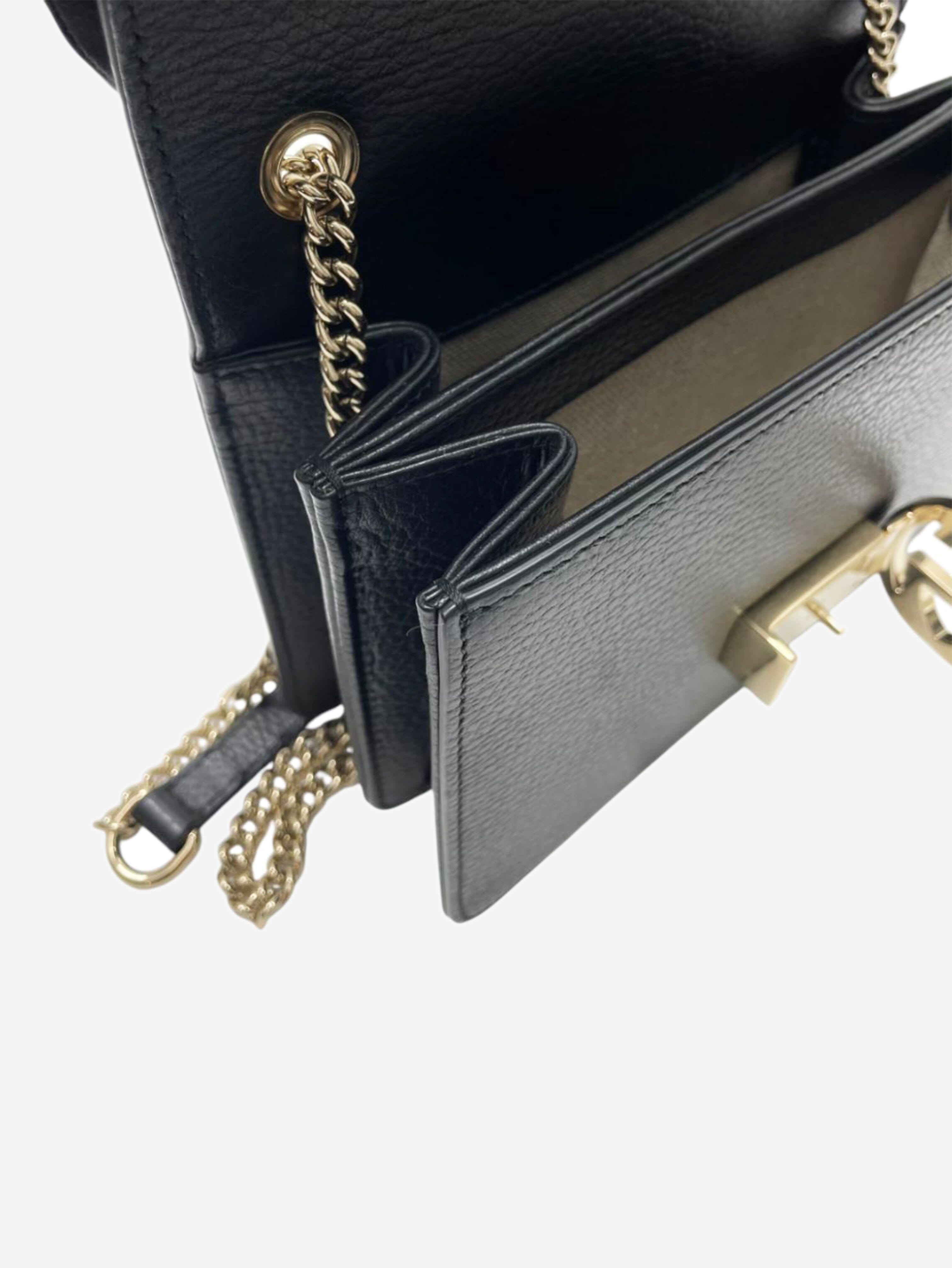 Black leather interlocking cross-body bag Cross-body bags Gucci 