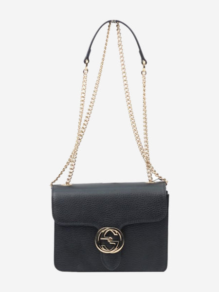 Black leather interlocking cross-body bag product image