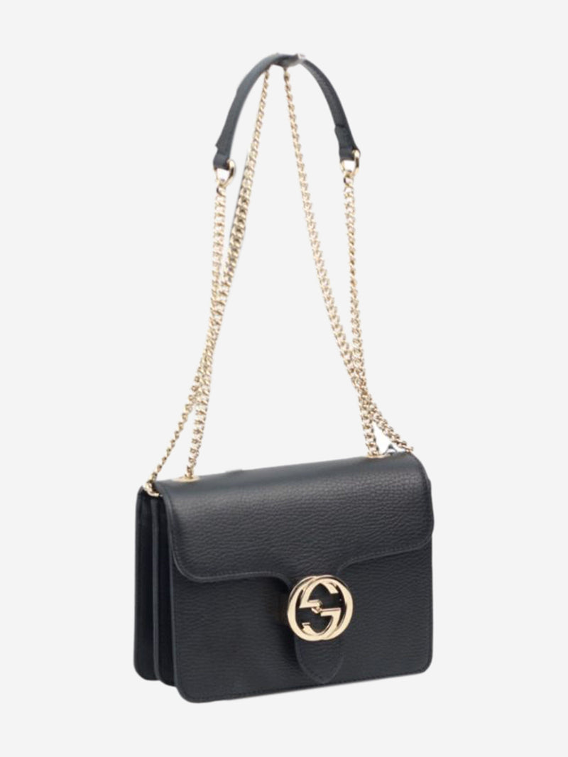 Black leather interlocking cross-body bag Cross-body bags Gucci 