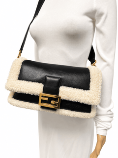 Black Baguette shearling bag