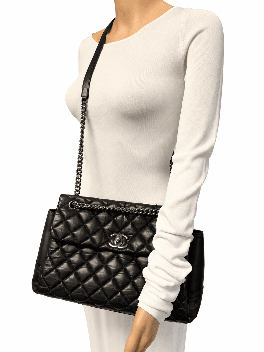 Black 2012 calfskin-quilted Lady Pearly flap bag Shoulder bags Chanel 