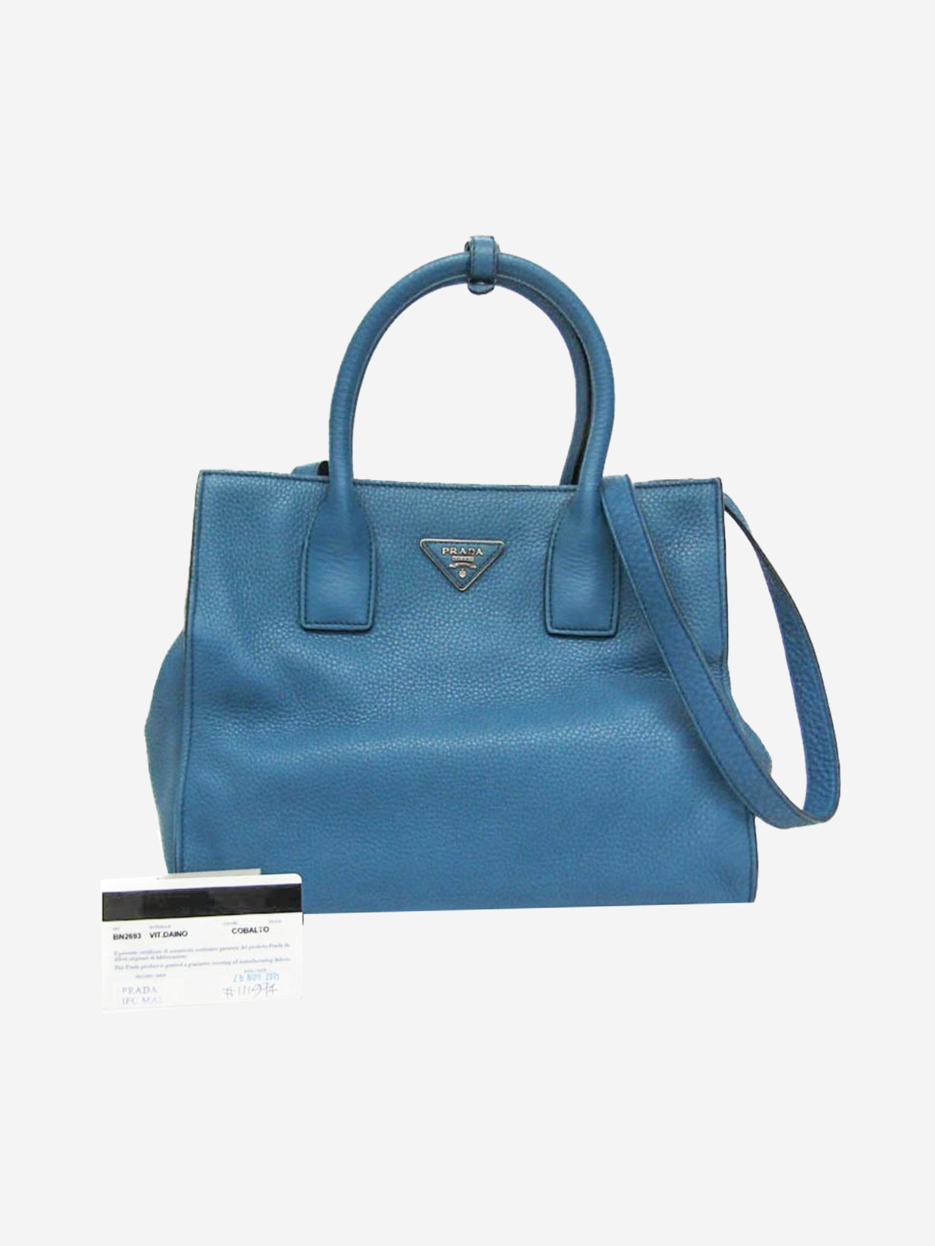 Blue Vitello Daino leather 2way bag Shoulder bags Prada 