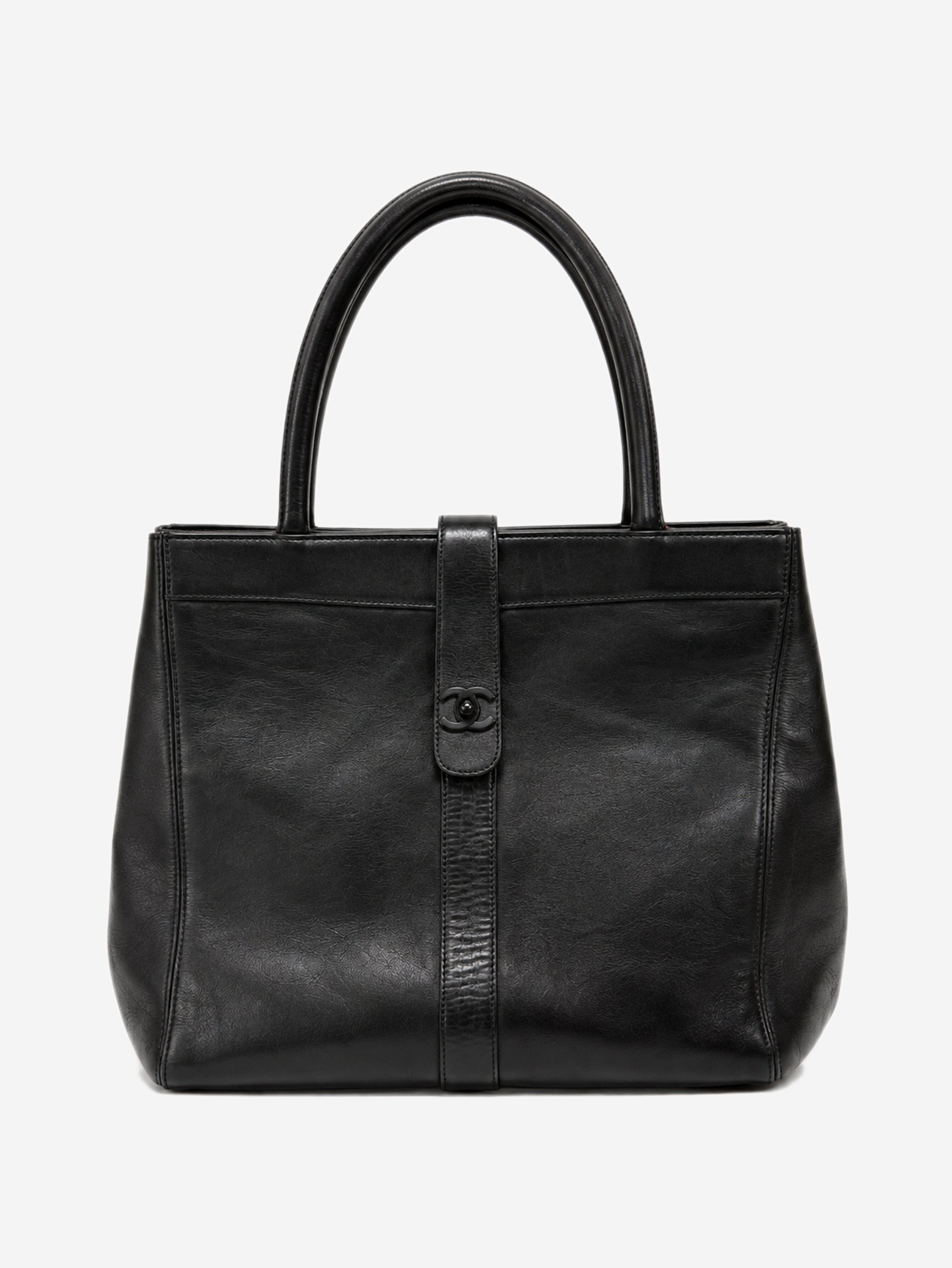 Black 1997 leather twist lock tote Tote Bags Chanel 