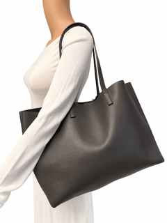 Grey leather Shopping E/W tote bag Tote Bags Saint Laurent 