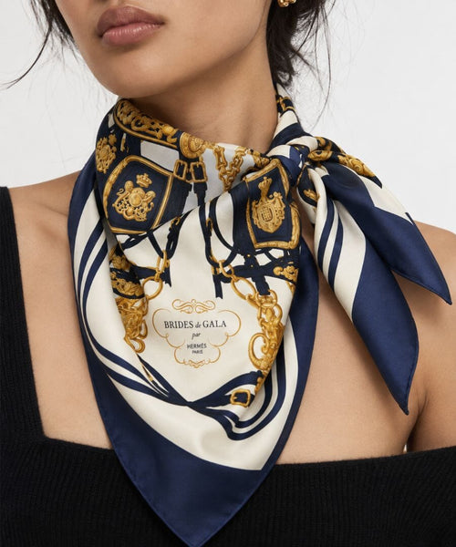 Cream and navy Brides de Gala silk scarf alternate image