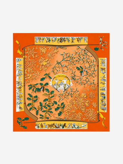 Hermes Orange Neige de Antan silk scarf Scarves Hermes 