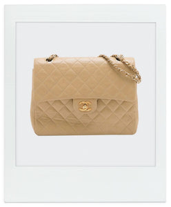 Chanel Beige vintage 1986 lambskin Classic Double Flap bag