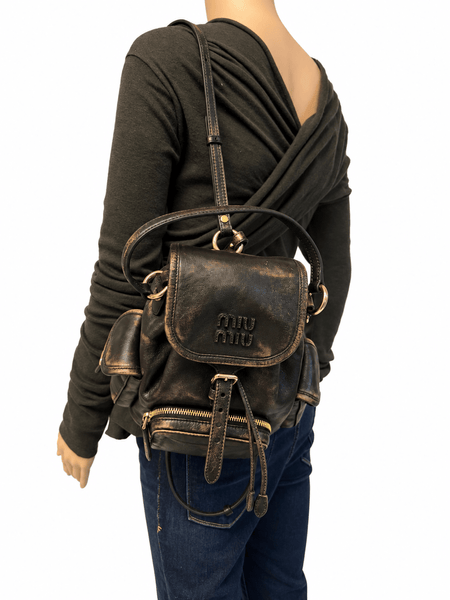Coffee leather mini backpack alternate image