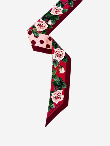 Red silk rose neck tie alternate image
