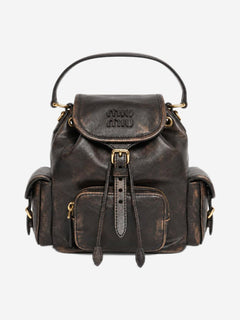 Coffee leather mini backpack Backpacks Miu Miu 