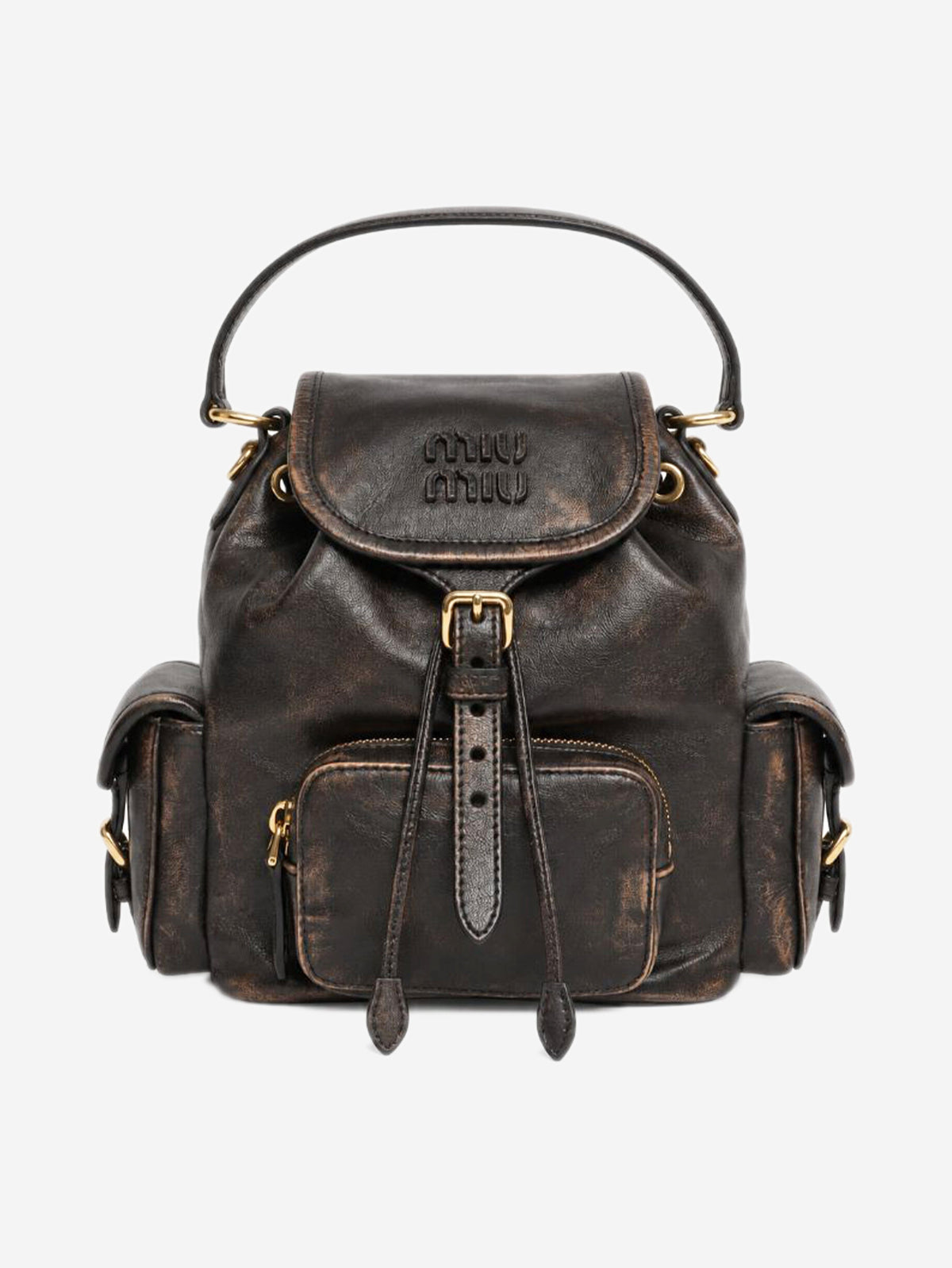 Coffee leather mini backpack Backpacks Miu Miu 