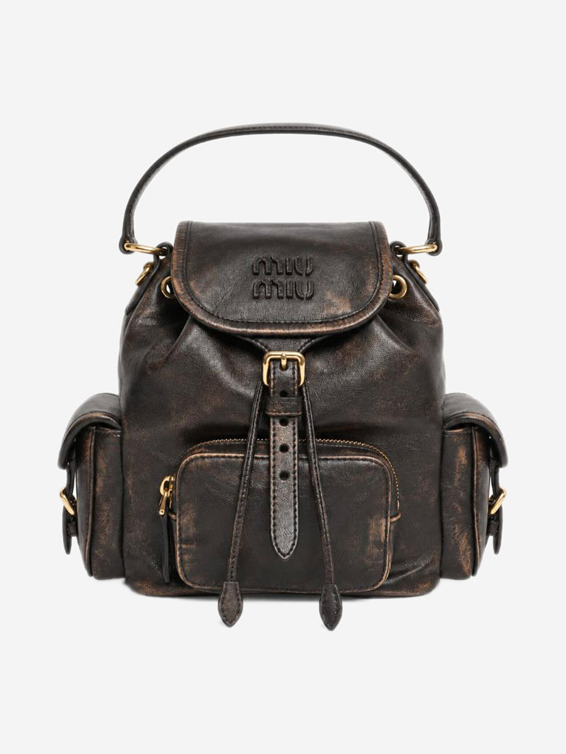 Coffee leather mini backpack Backpacks Miu Miu 