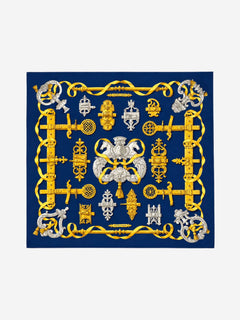 Blue Carré 90 Ferronnerie Ironwork silk scarf Scarves Hermes 