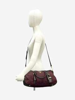 Burgundy nylon and leather top handle bag Top Handle Bags Prada 