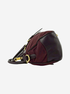 Burgundy nylon and leather top handle bag Top Handle Bags Prada 