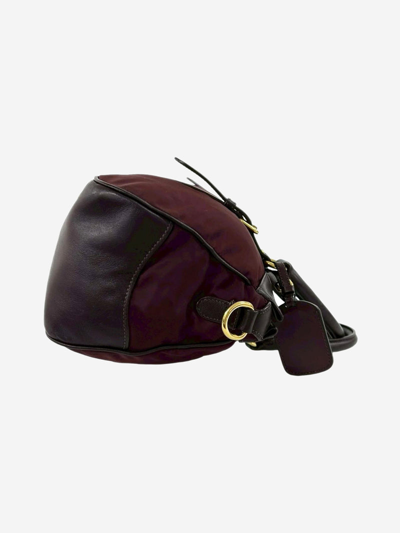 Burgundy nylon and leather top handle bag Top Handle Bags Prada 