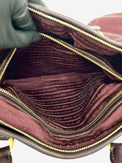 Burgundy nylon and leather top handle bag Top Handle Bags Prada 