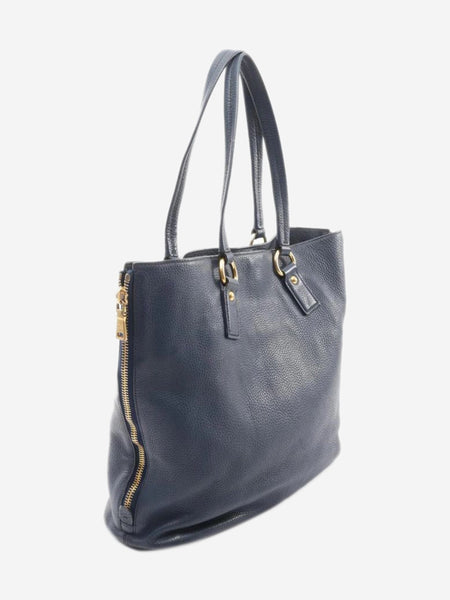 Navy leather tote bag alternate image