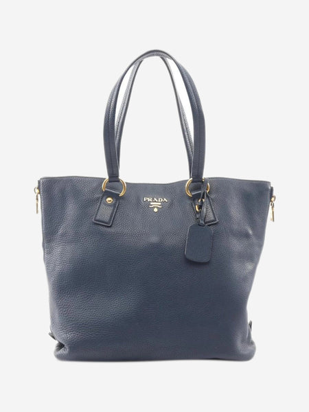 Navy leather tote bag product image