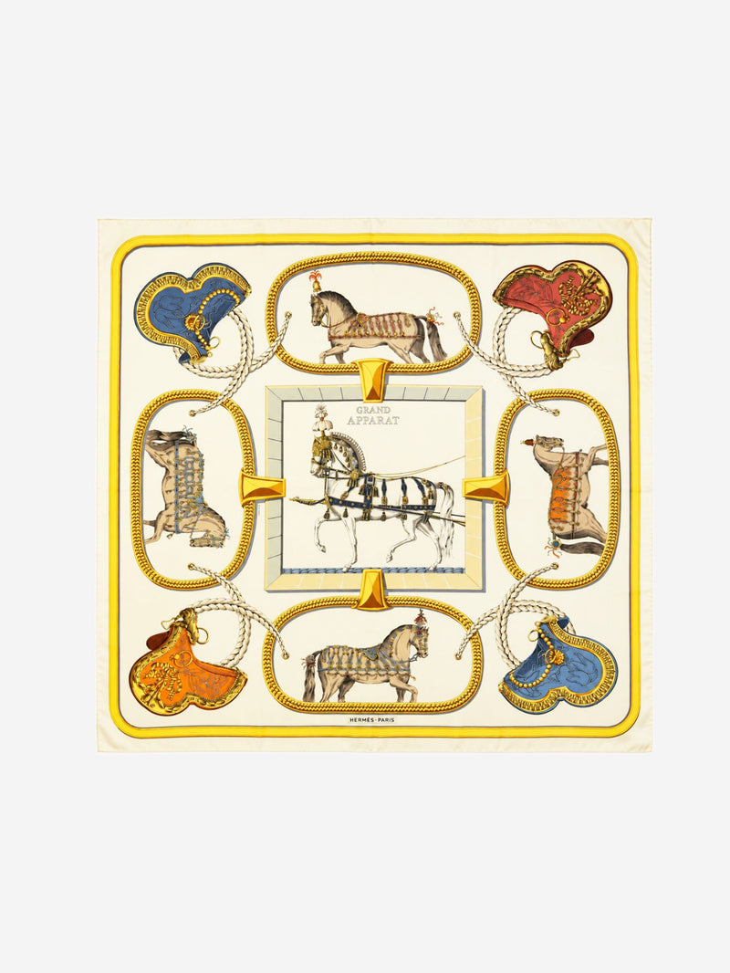 Cream Grand Apparat silk scarf Scarves Hermes 