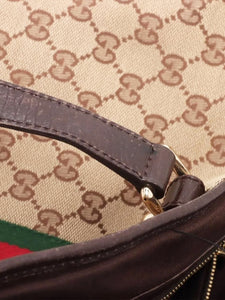 Gucci Brown GG canvas and leather tote bag