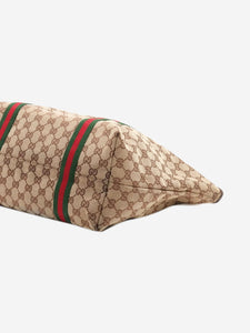 Gucci Brown GG canvas and leather tote bag