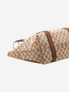 Gucci Brown GG canvas and leather tote bag