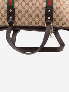 Gucci Brown GG canvas and leather tote bag