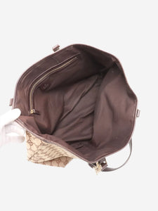 Gucci Brown GG canvas and leather tote bag