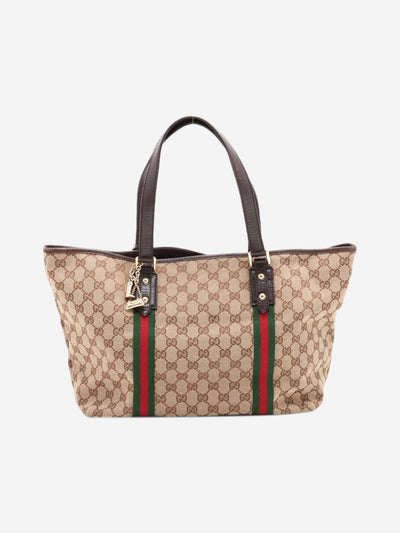 Brown GG canvas and leather tote bag Tote Bags Gucci 