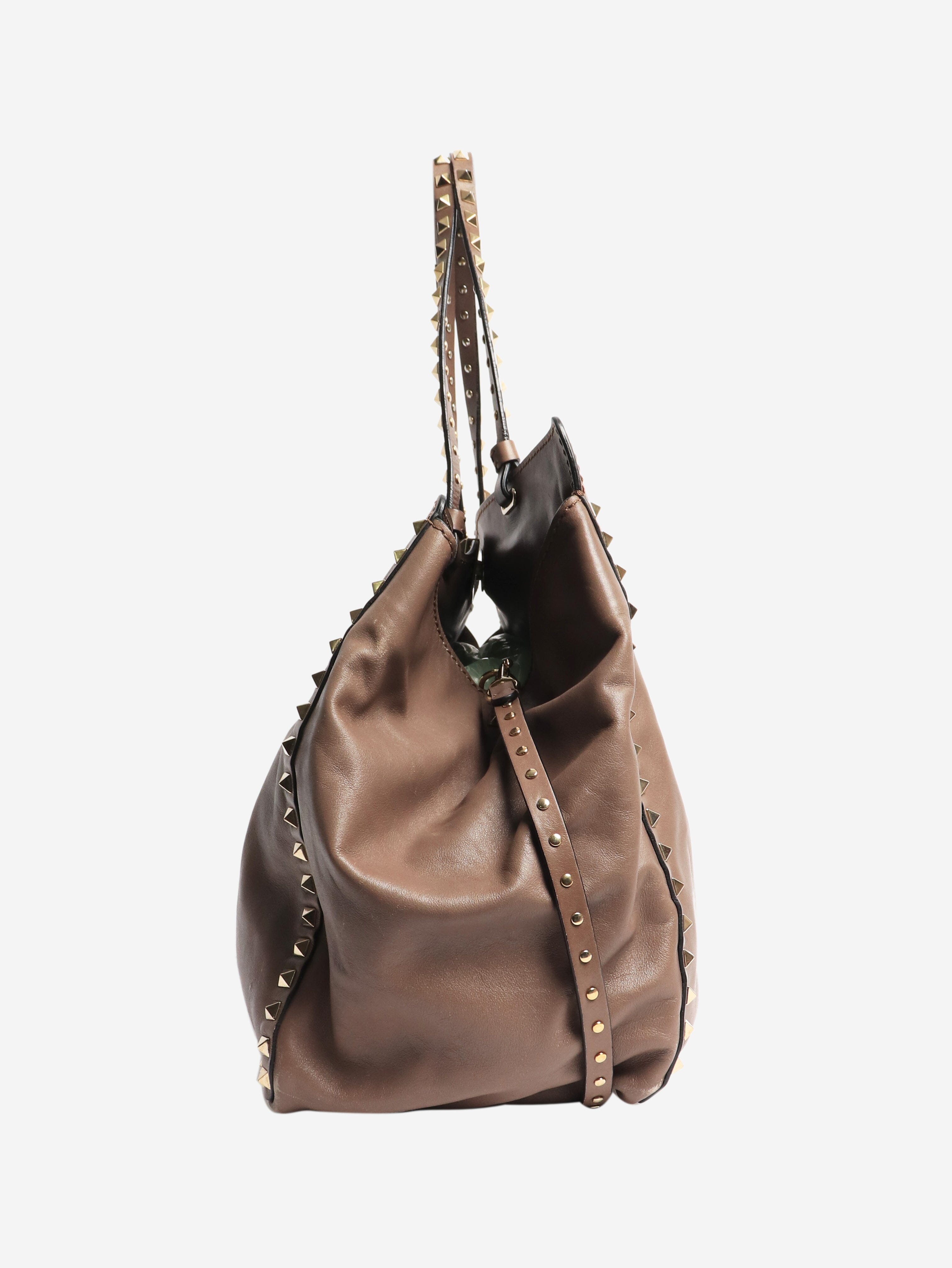 Brown rockstud leather tote bag Bags Valentino 