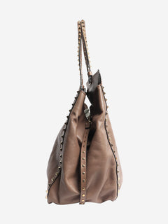 Brown rockstud leather tote bag Bags Valentino 