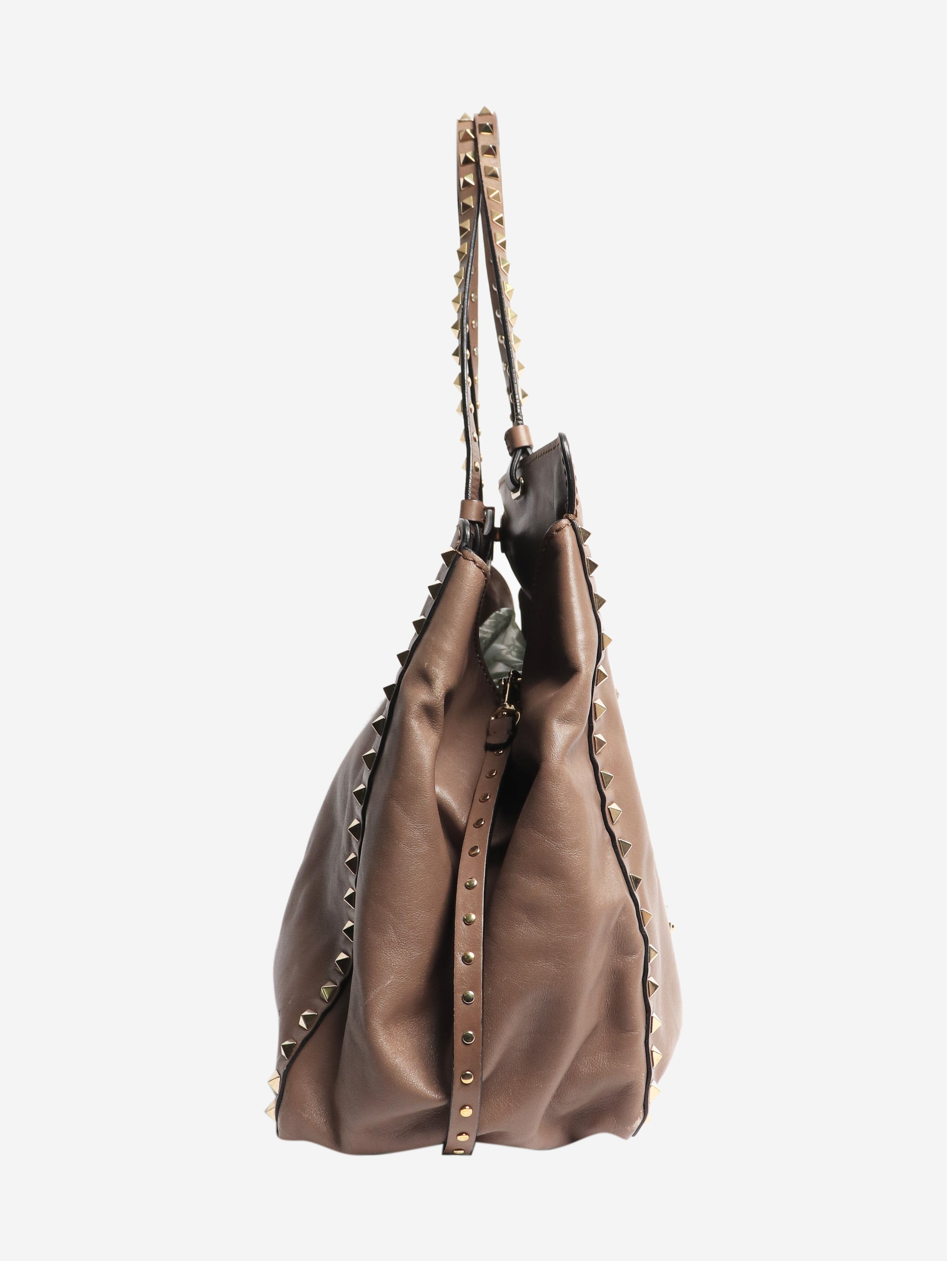 Brown rockstud leather tote bag Bags Valentino 