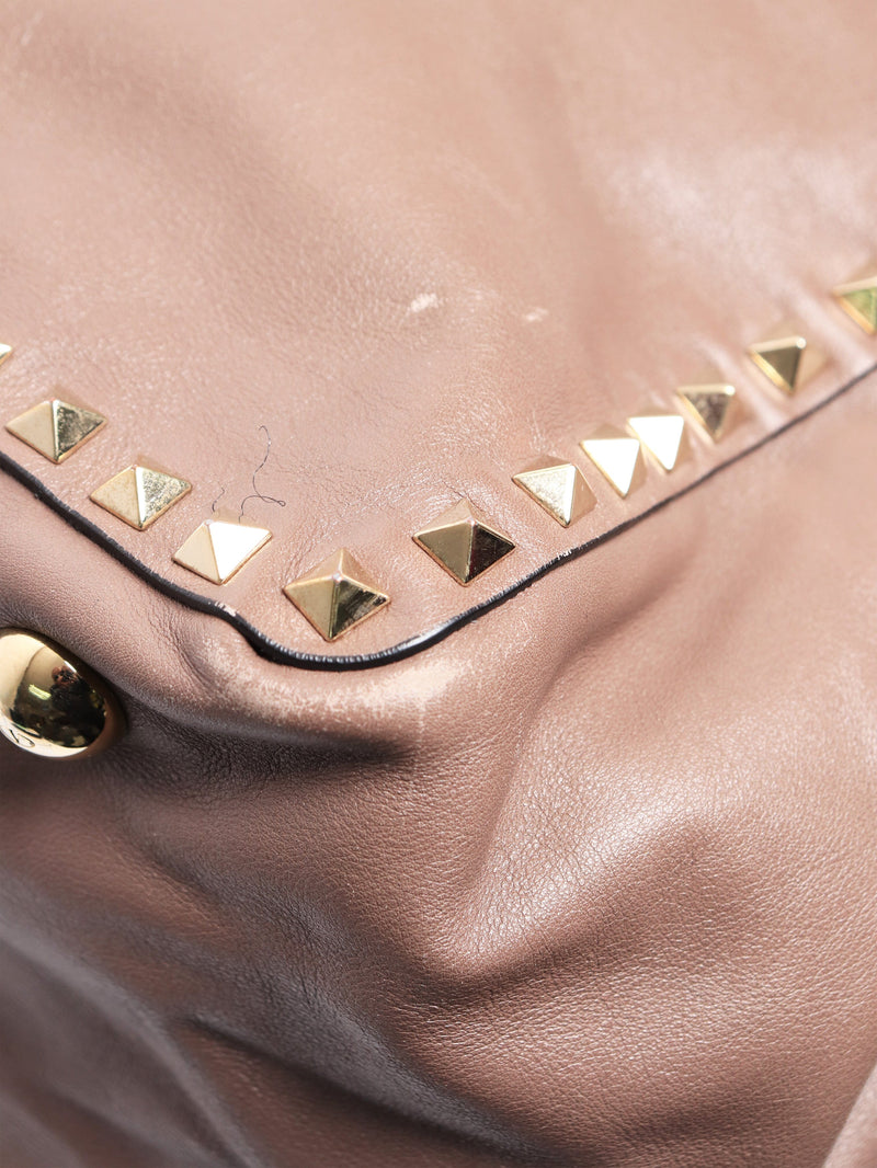 Brown rockstud leather tote bag Bags Valentino 