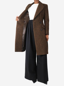 Prada Brown double-breasted wool coat - size UK 8