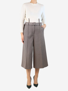 Rokh Brown houndstooth belted culottes - size UK 10