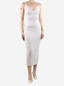 Sablyn Cream rib-knit midi dress - size UK 10