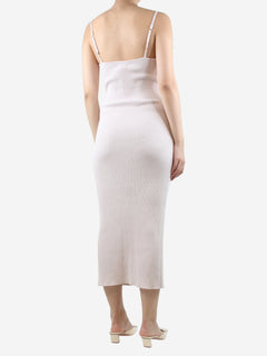 Cream rib-knit midi dress - size UK 10 Dresses Sablyn 